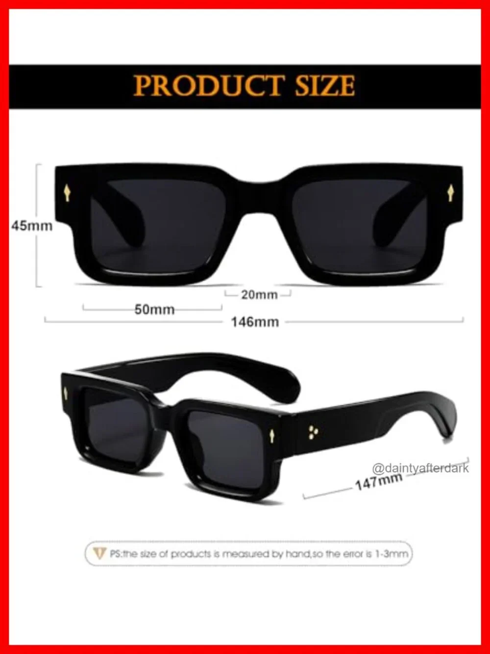 Thick Frame Square Sunglasses for Women Men Chunky UV400 Protection